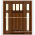 Mahogany Solid Wood Door with Glass Side-Lite and Transom